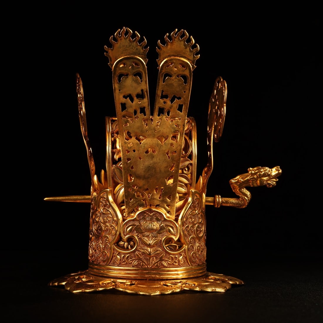 Vintage Gilt Gold Bronze Hairpin Statue - 4
