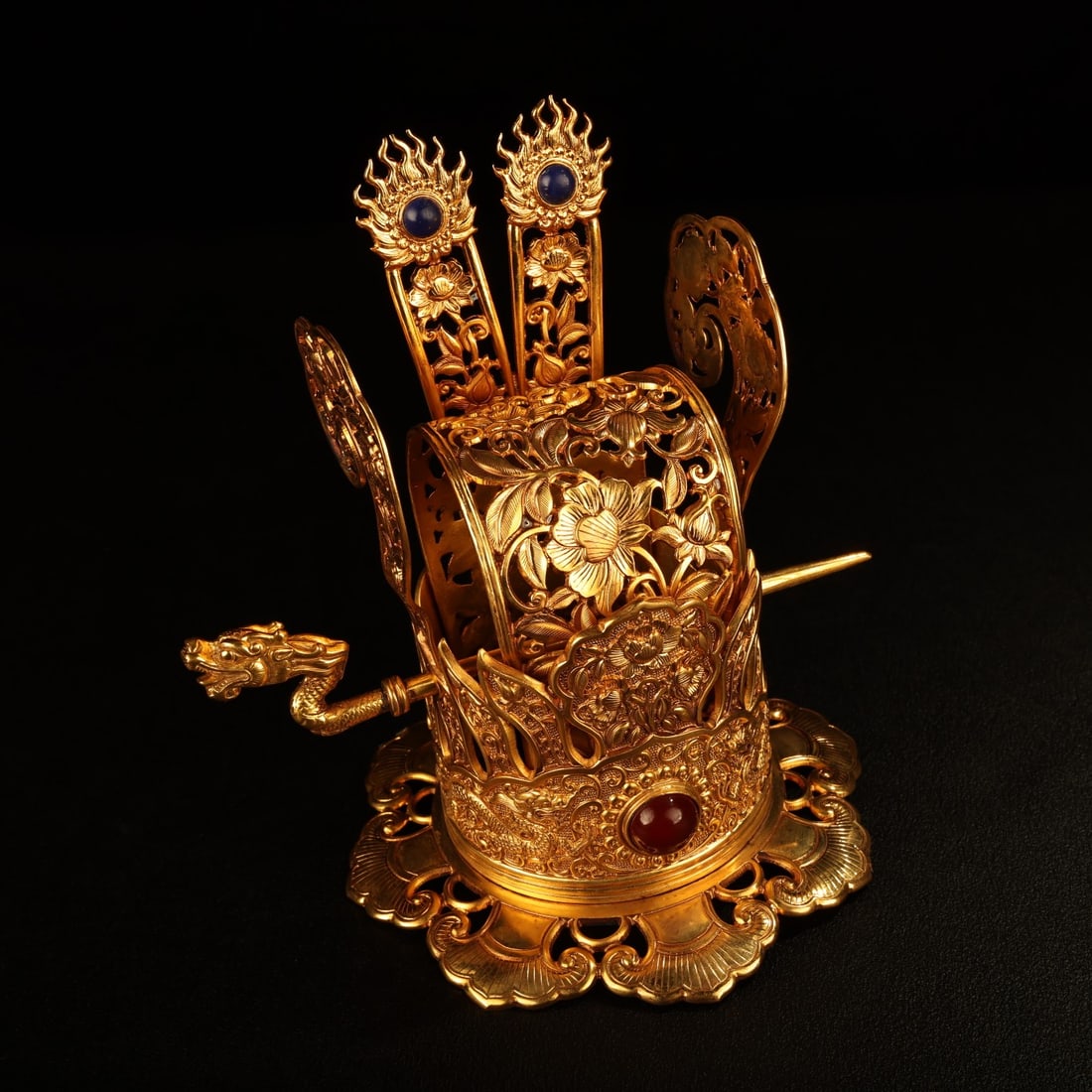 Vintage Gilt Gold Bronze Hairpin Statue - 5
