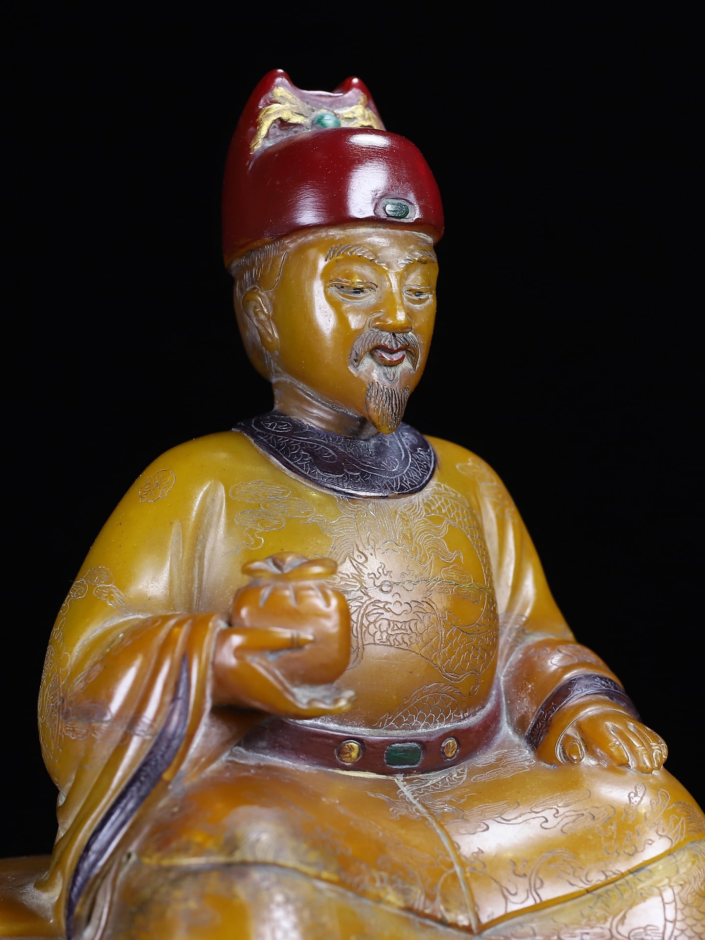 Vintage Shoushan Stone Hand-Carved Seal w Emperor - 10