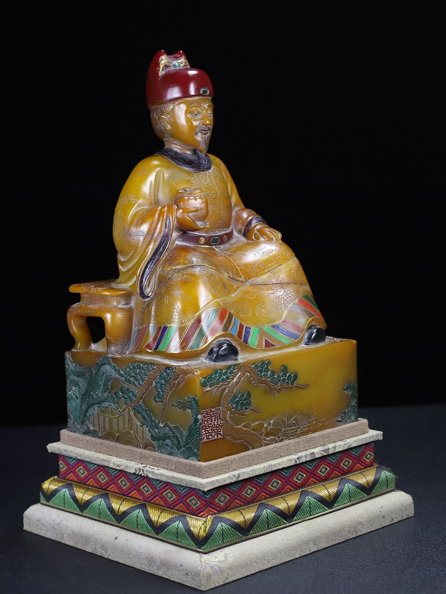 Vintage Shoushan Stone Hand-Carved Seal w Emperor - 11