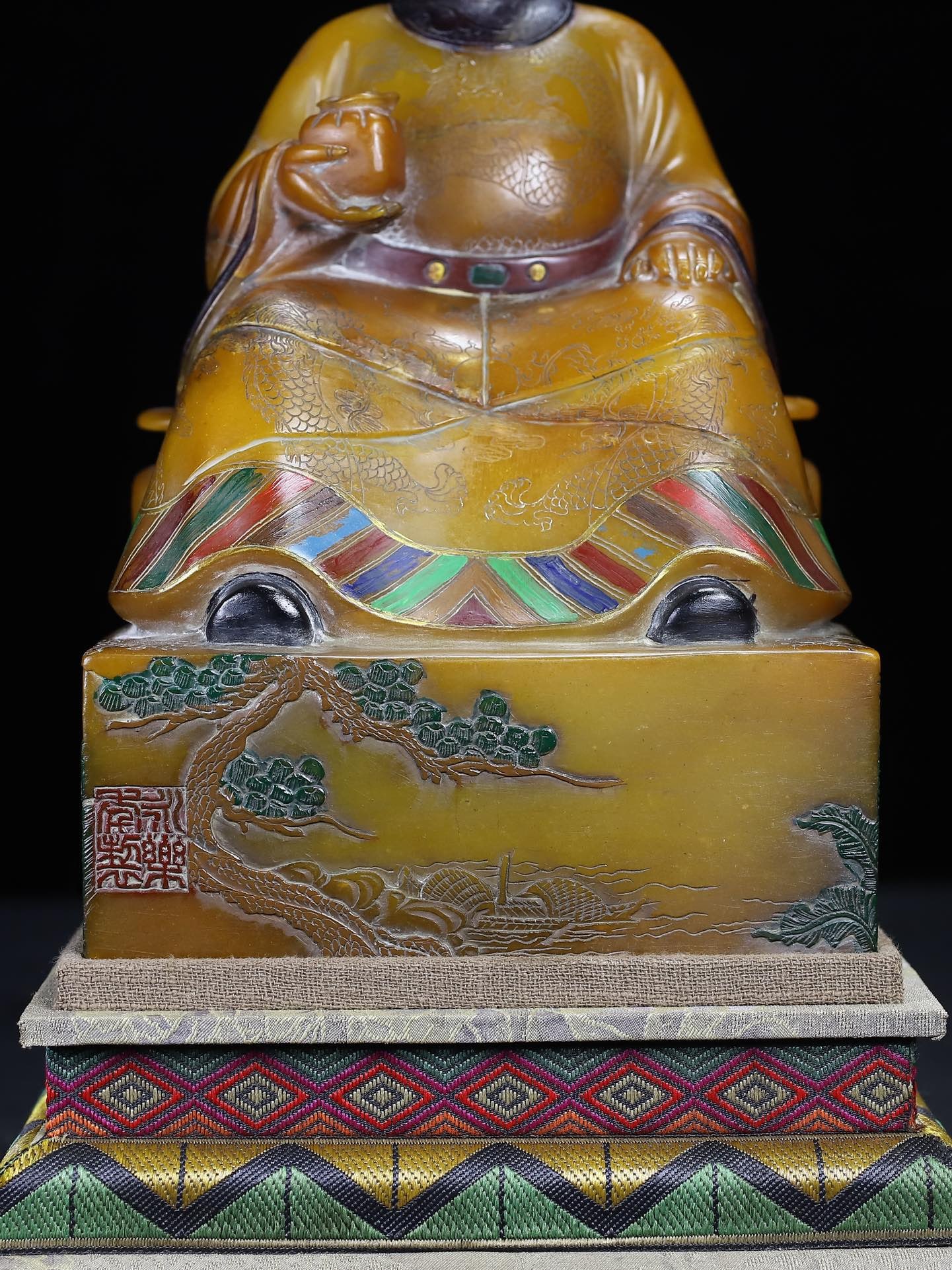 Vintage Shoushan Stone Hand-Carved Seal w Emperor - 12