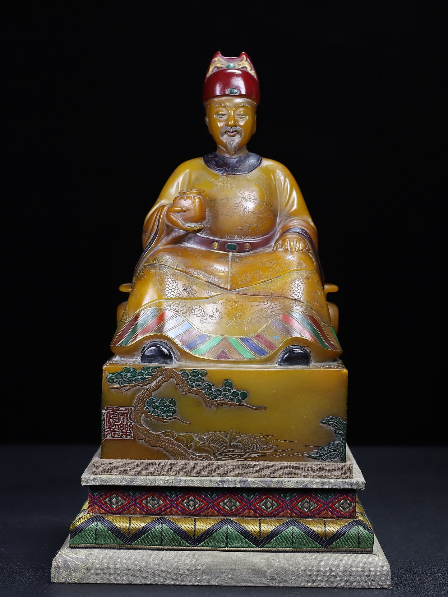 Vintage Shoushan Stone Hand-Carved Seal w Emperor (1 of 13)