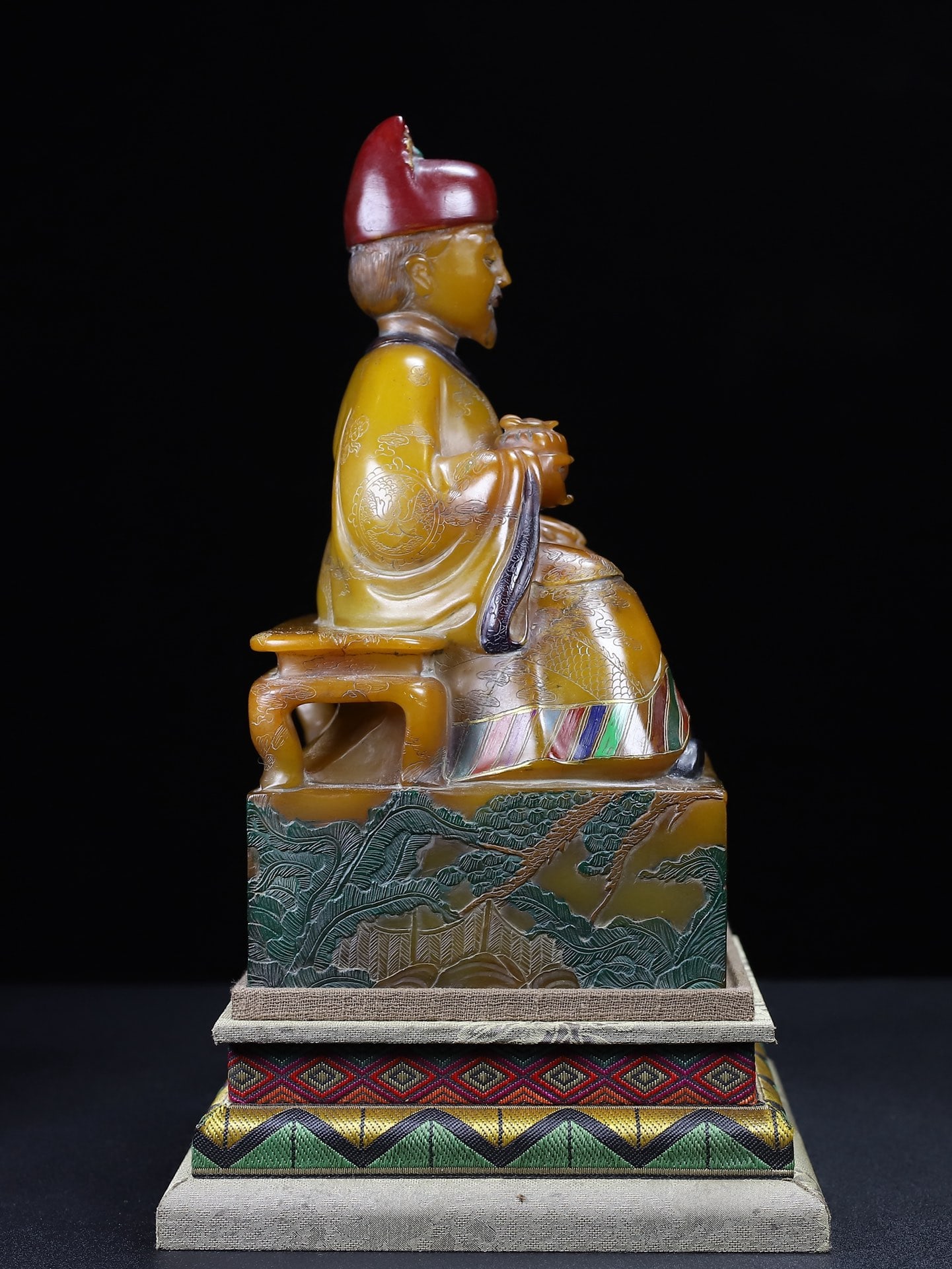 Vintage Shoushan Stone Hand-Carved Seal w Emperor - 3