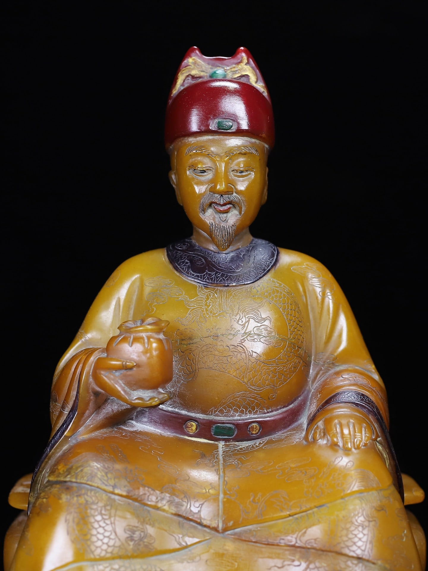 Vintage Shoushan Stone Hand-Carved Seal w Emperor - 6