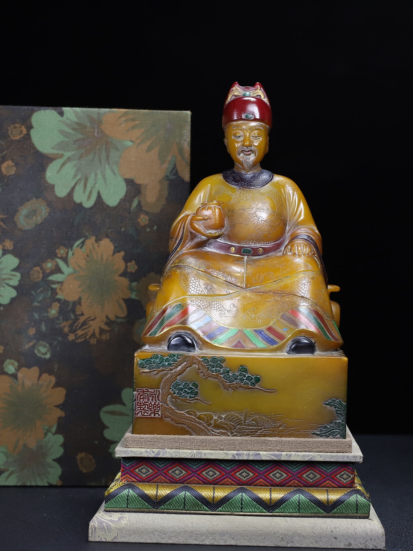 Vintage Shoushan Stone Hand-Carved Seal w Emperor - 7