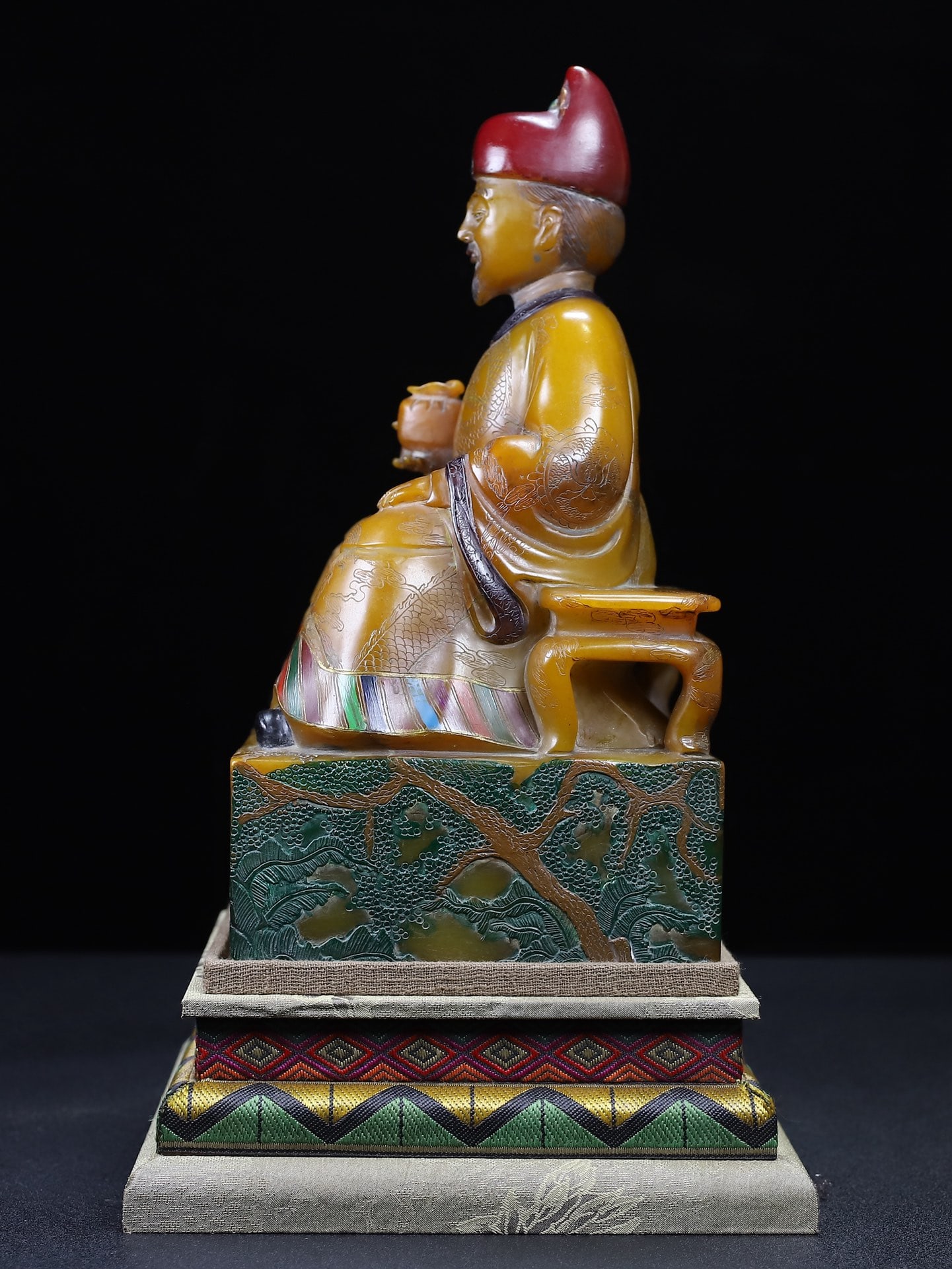 Vintage Shoushan Stone Hand-Carved Seal w Emperor - 8