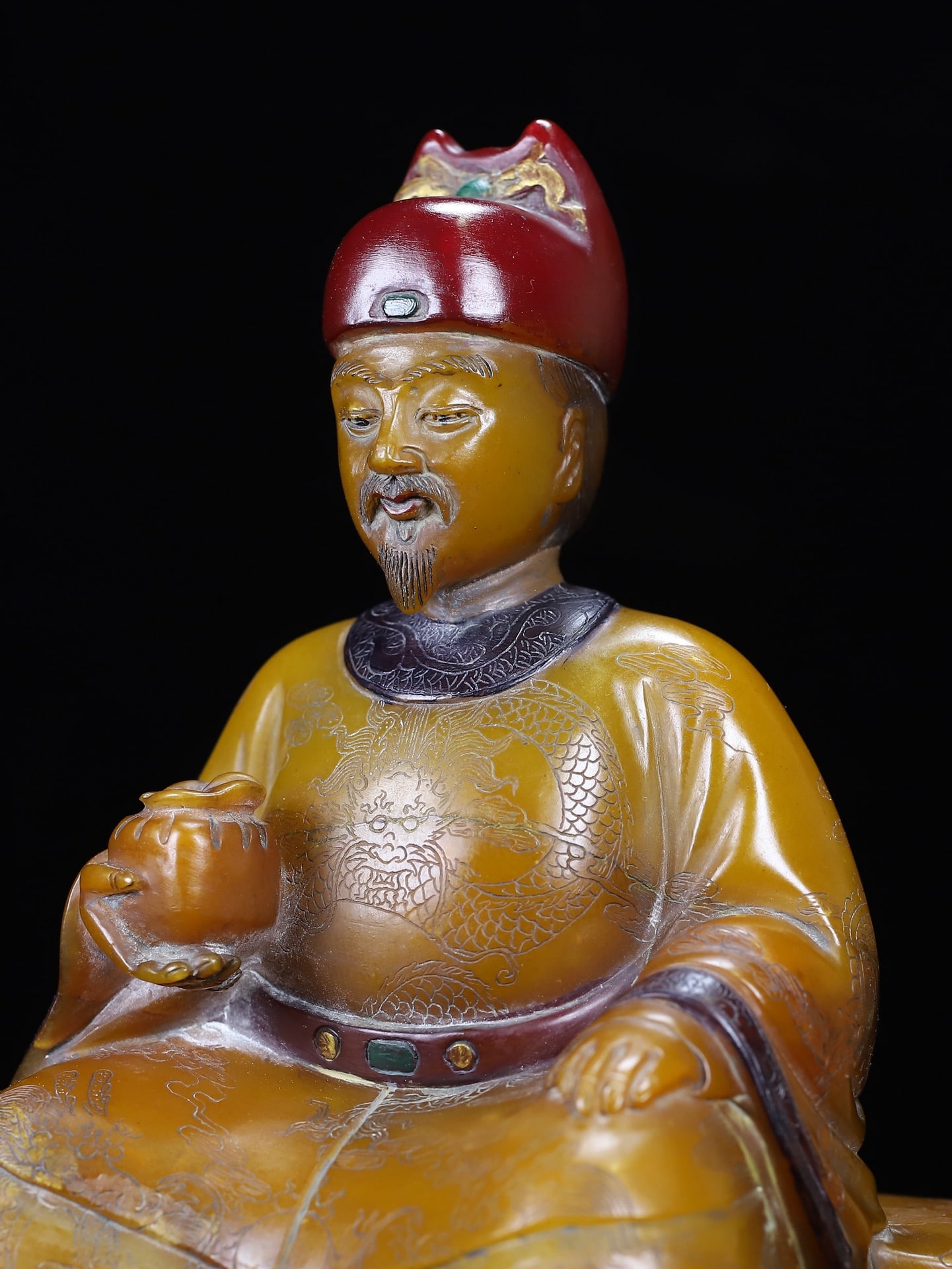Vintage Shoushan Stone Hand-Carved Seal w Emperor - 9