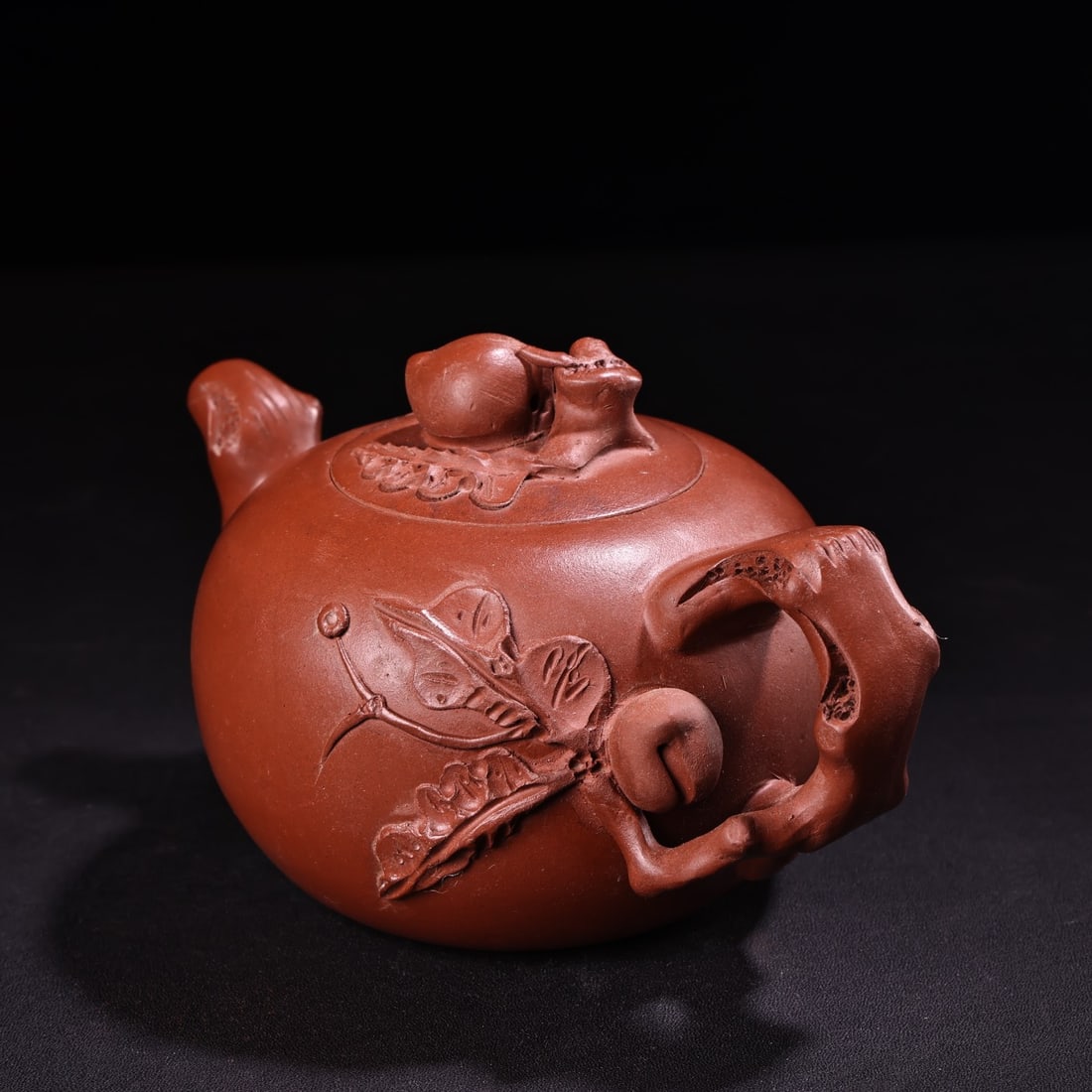 Chinese Yixing Zisha Clay Peach Teapot w Artist Signed - 11