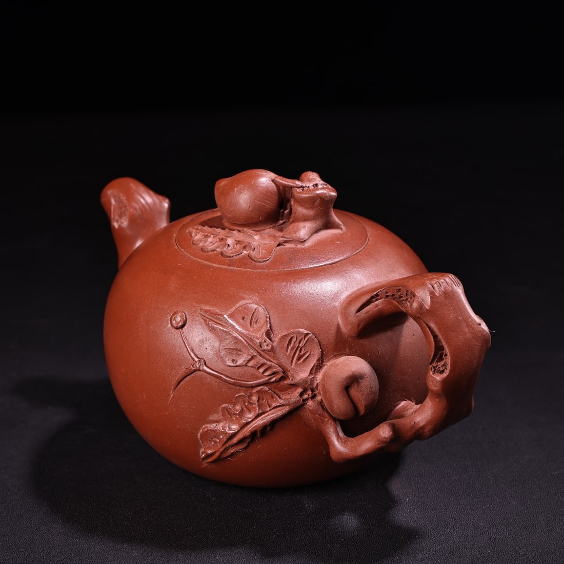 Chinese Yixing Zisha Clay Peach Teapot w Artist Signed - 6