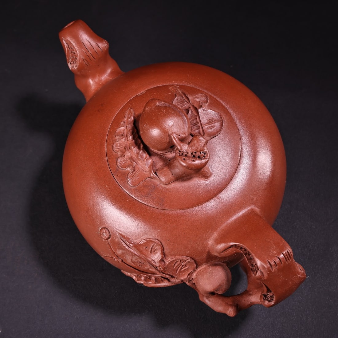 Chinese Yixing Zisha Clay Peach Teapot w Artist Signed - 9