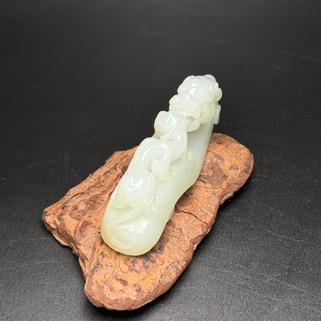 Hetian Jade Hand Carved Dragon Head Belt Buckle - 4