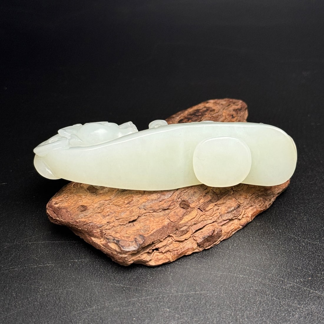 Hetian Jade Hand Carved Dragon Head Belt Buckle - 6