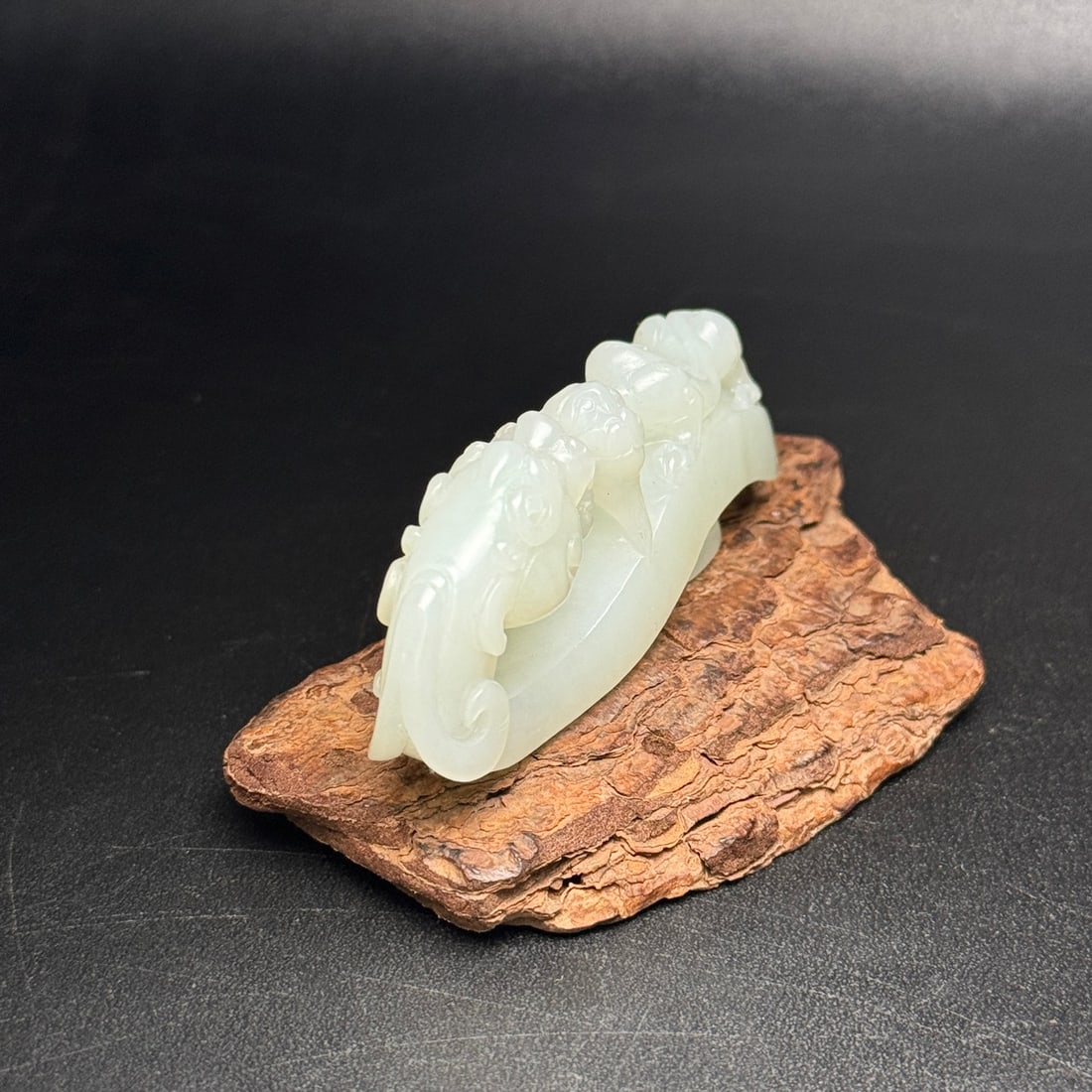 Hetian Jade Hand Carved Dragon Head Belt Buckle - 8