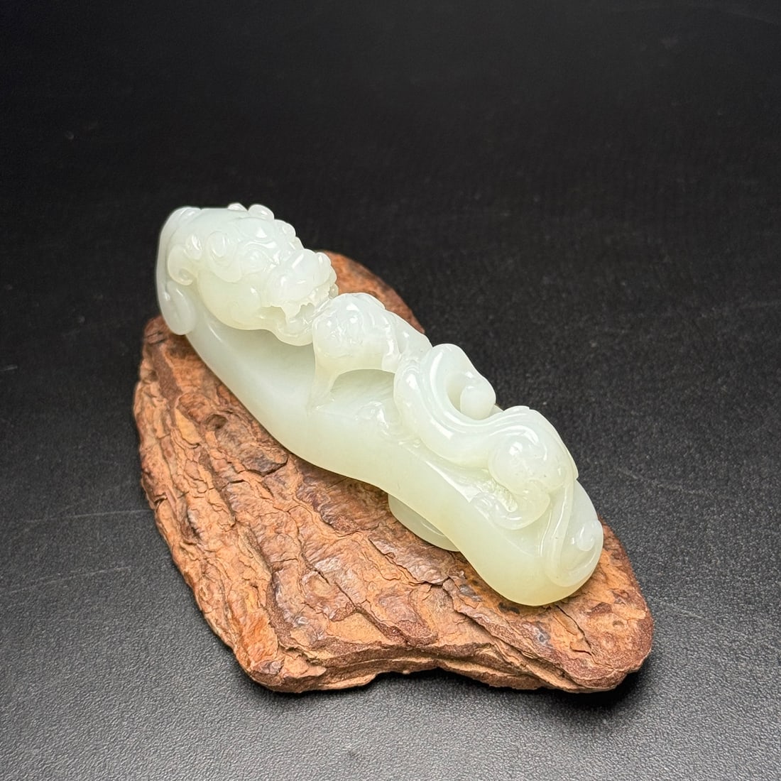 Hetian Jade Hand Carved Dragon Head Belt Buckle - 9