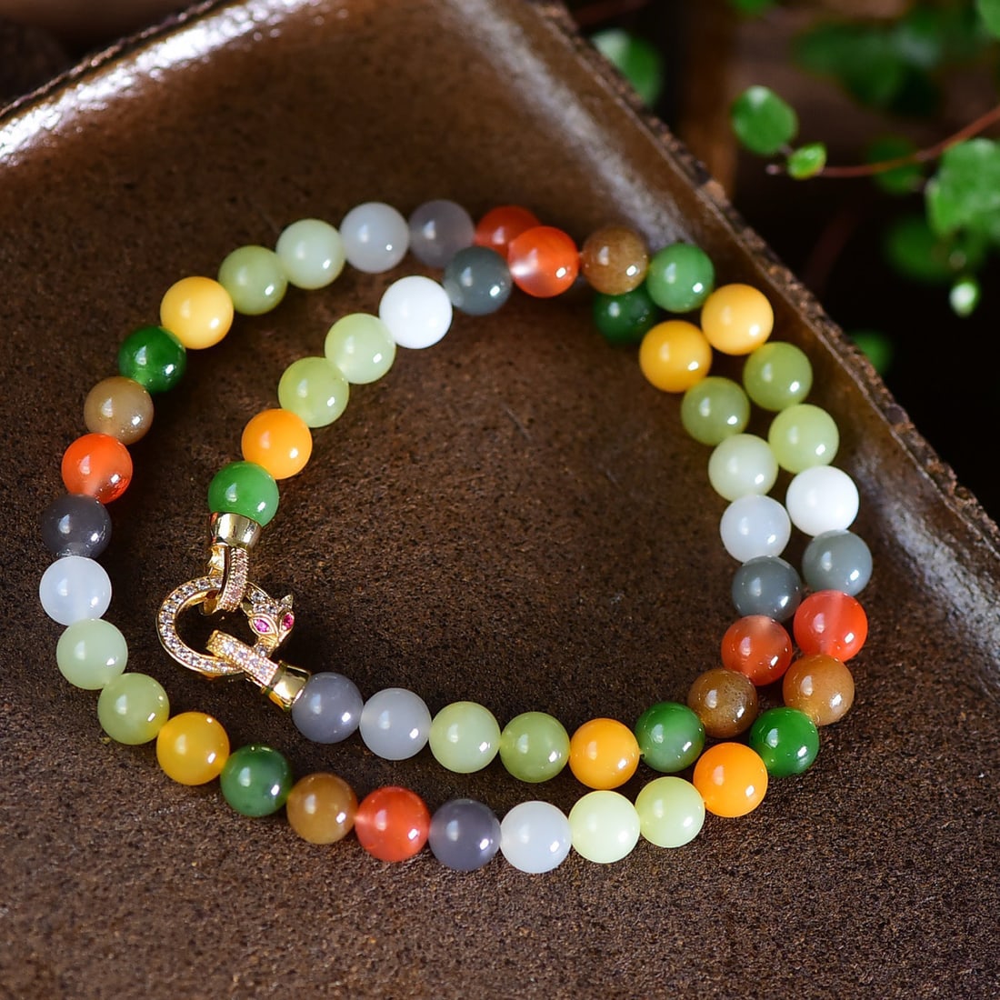 8mm Hetian Jade Beads Necklace with Certificate - 2