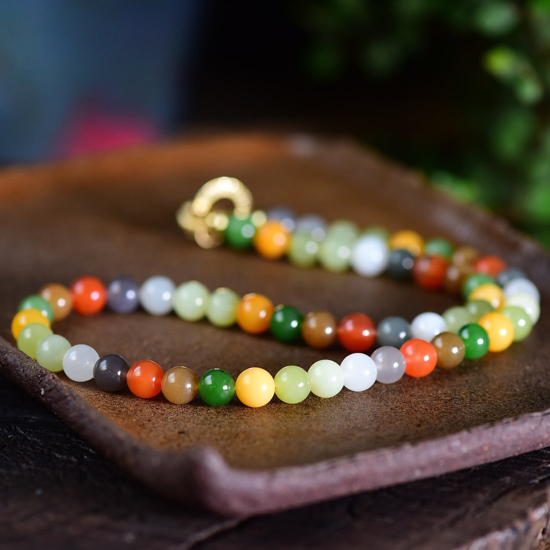 8mm Hetian Jade Beads Necklace with Certificate - 3