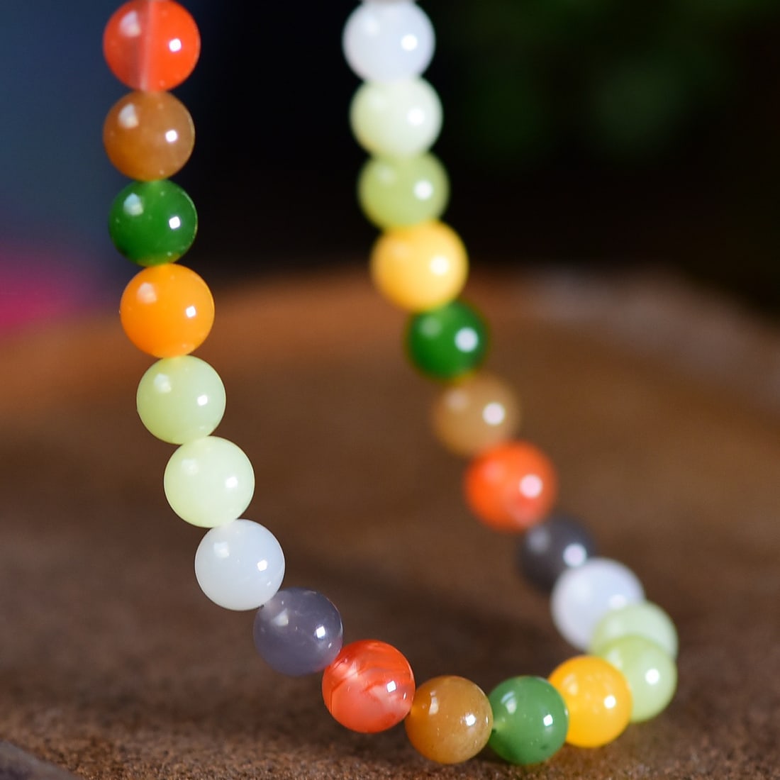 8mm Hetian Jade Beads Necklace with Certificate - 4