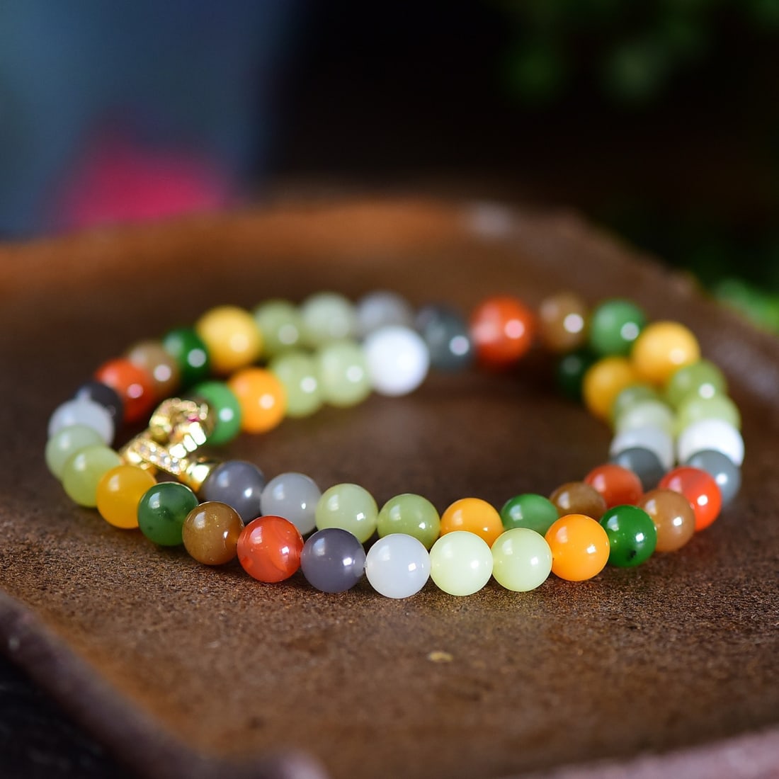 8mm Hetian Jade Beads Necklace with Certificate - 5