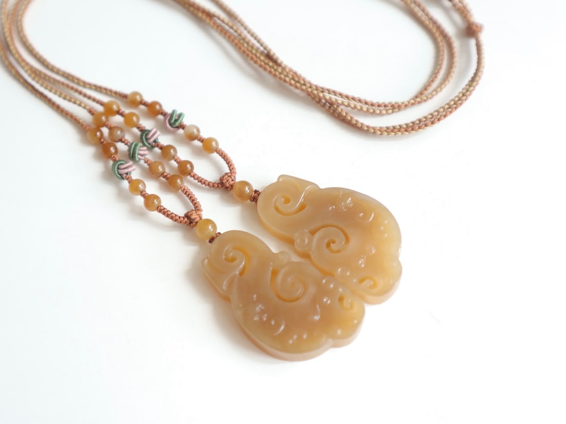 A Pair Hetian Jade Dragon Phoenix Pendant - 3