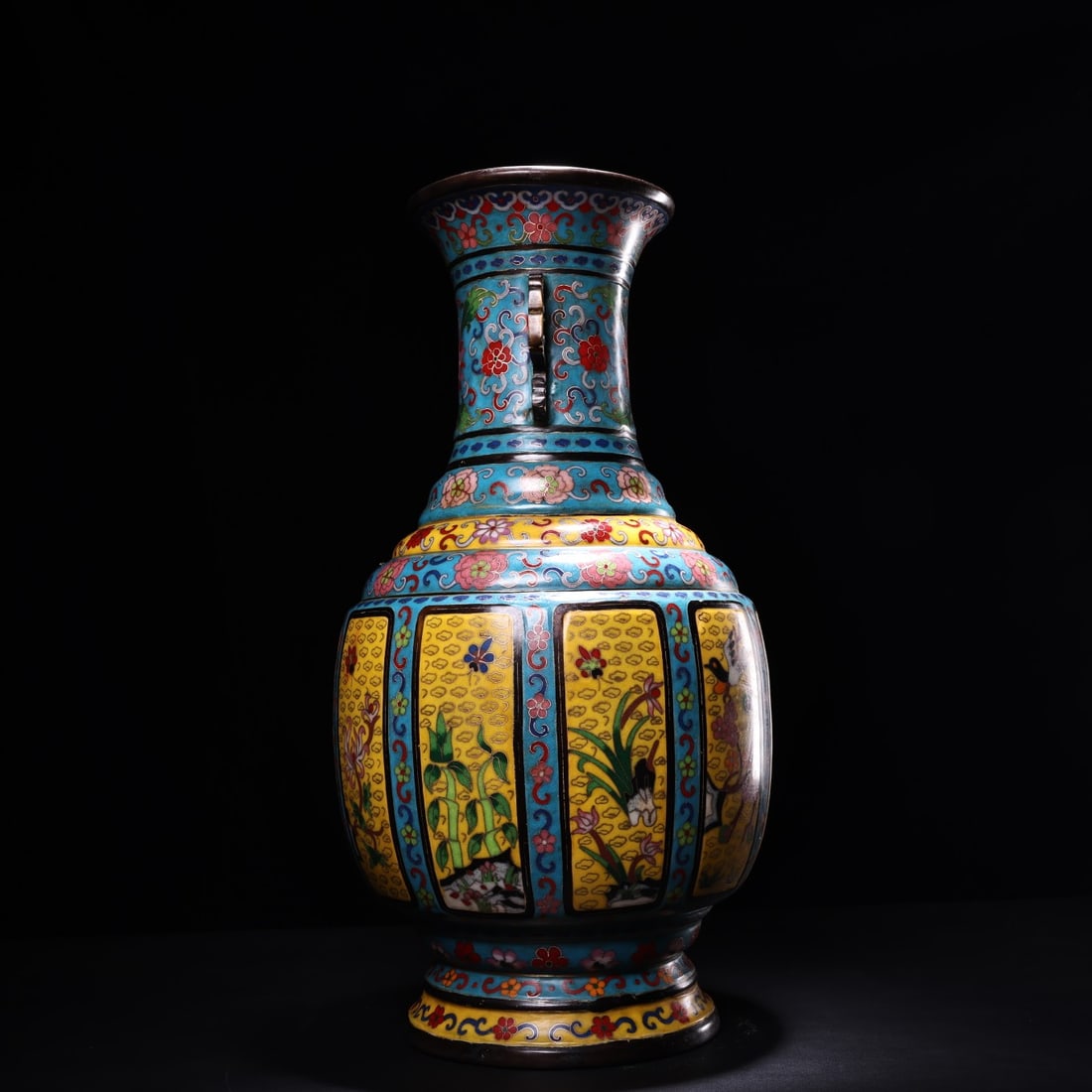Vintage Bronze Cloisonne Vase - 2
