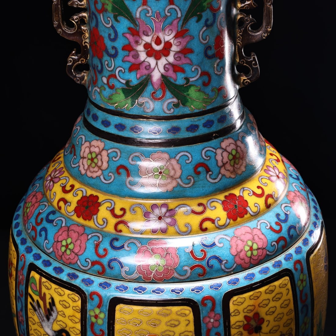 Vintage Bronze Cloisonne Vase - 4