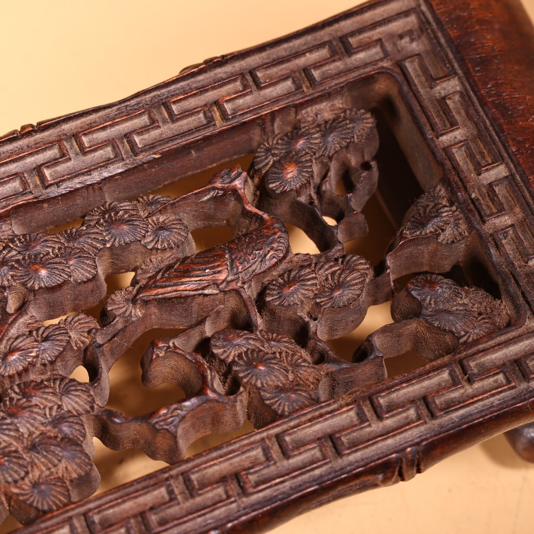 Openwork Wood Hand Carved Pine tree Writing Brush Shelf - 3