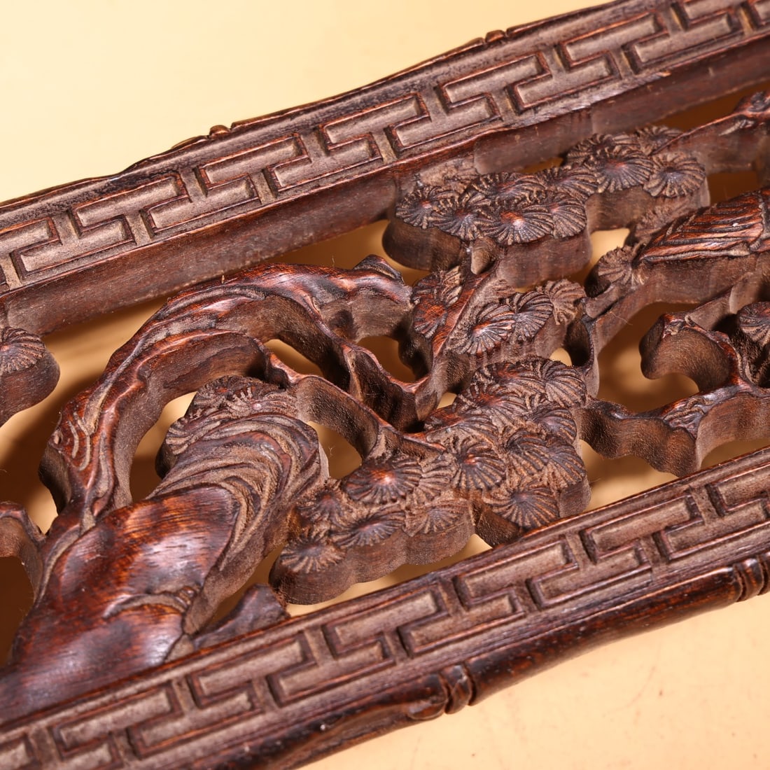 Openwork Wood Hand Carved Pine tree Writing Brush Shelf - 4