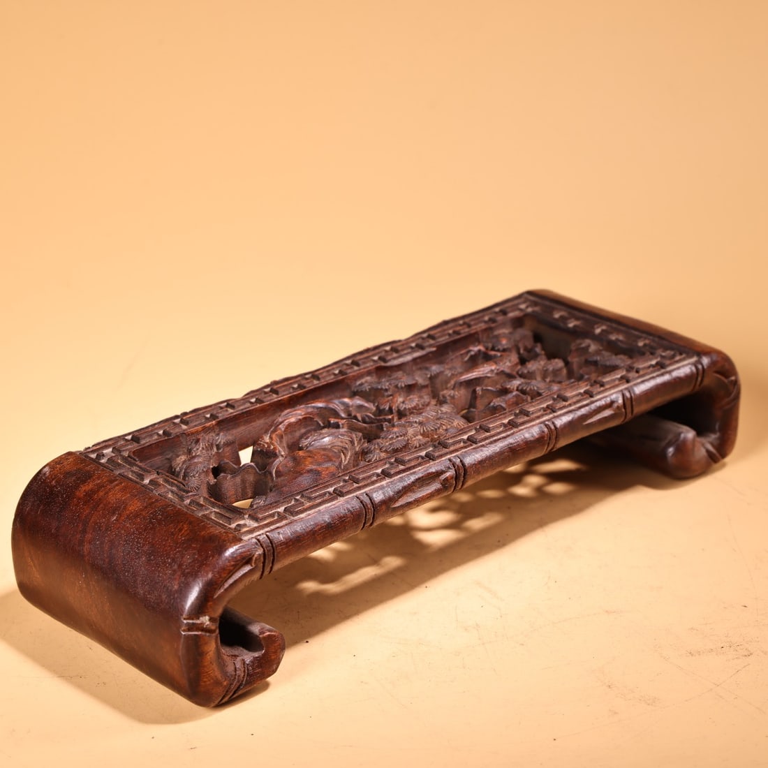Openwork Wood Hand Carved Pine tree Writing Brush Shelf - 7