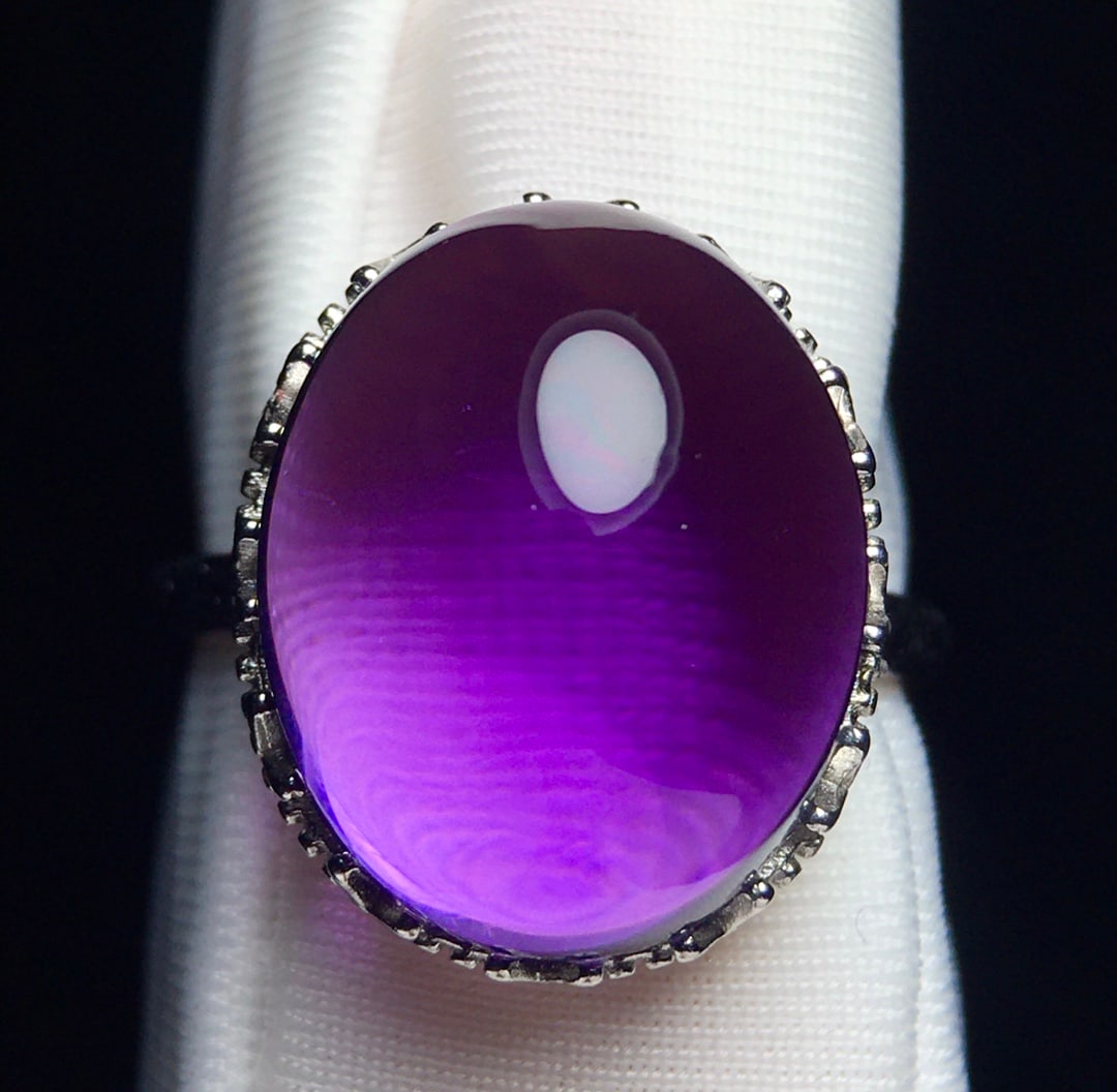 Silver Inlay Amethyst Ring - 4