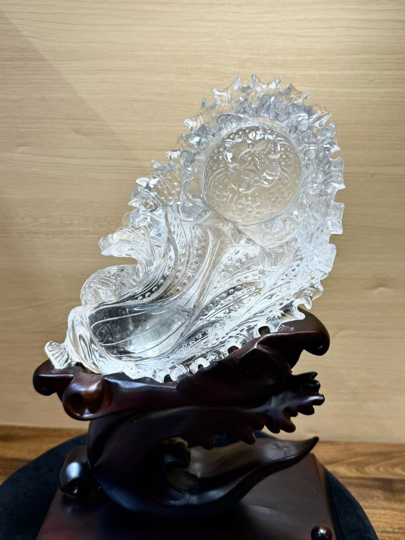 White Crystal Hand Carved Fortune Cabbage Statue - 2
