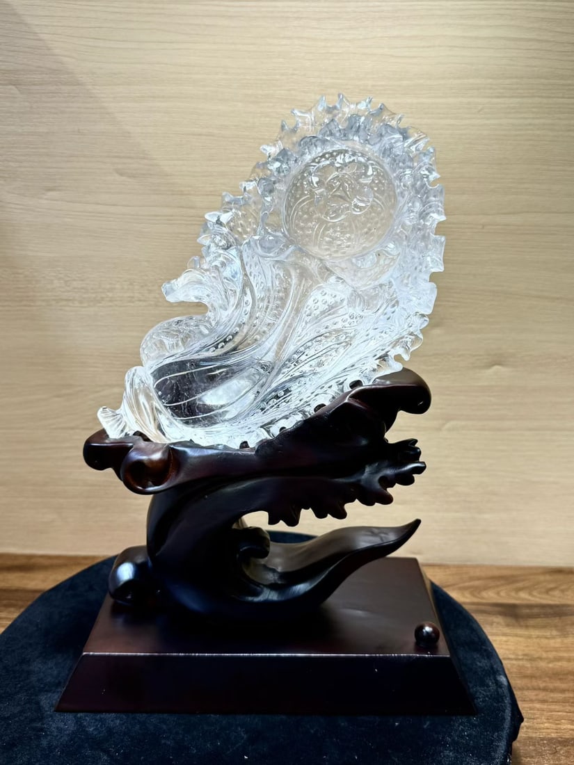 White Crystal Hand Carved Fortune Cabbage Statue - 3