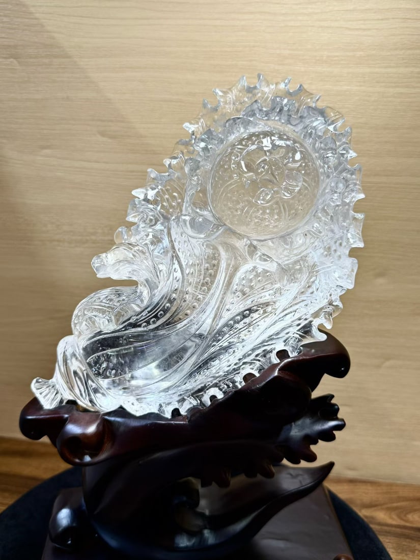 White Crystal Hand Carved Fortune Cabbage Statue - 4