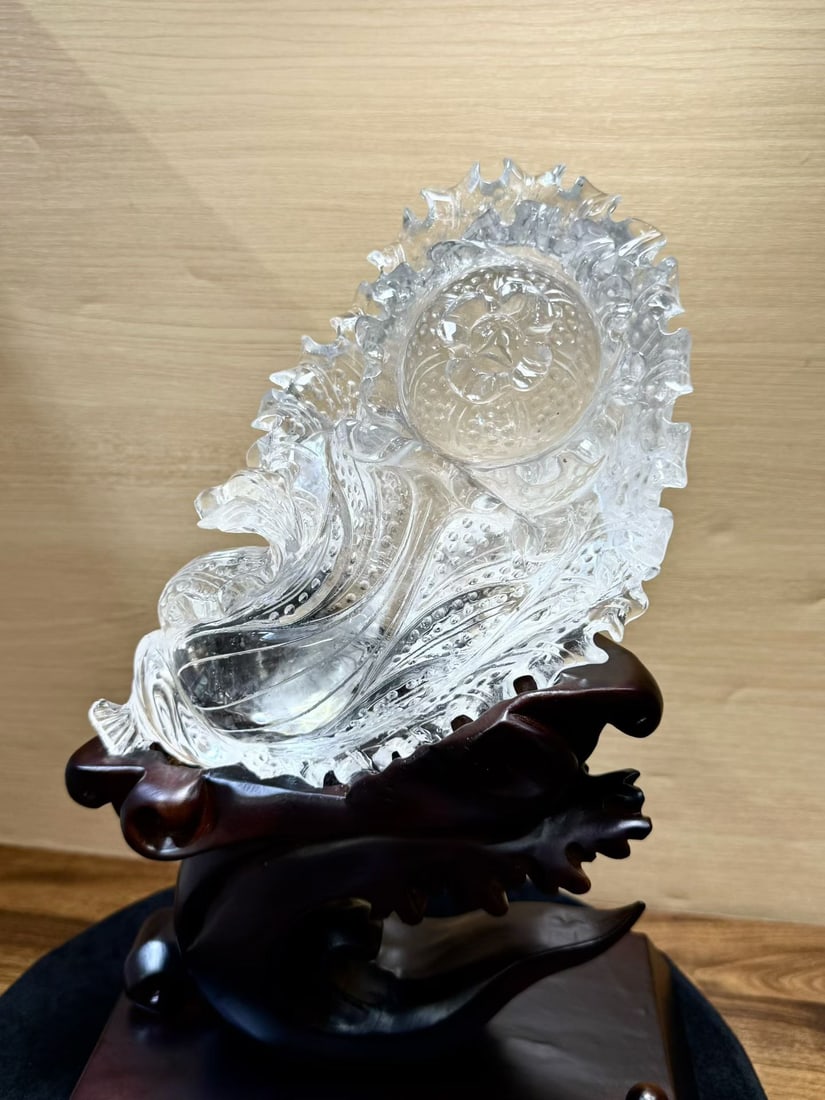 White Crystal Hand Carved Fortune Cabbage Statue - 6