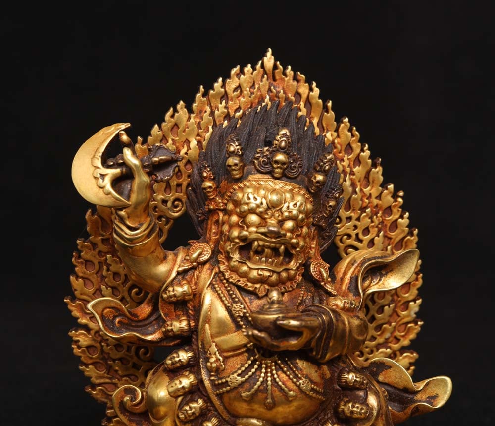 Vintage Gilt Gold Bronze Buddha Statue - 6