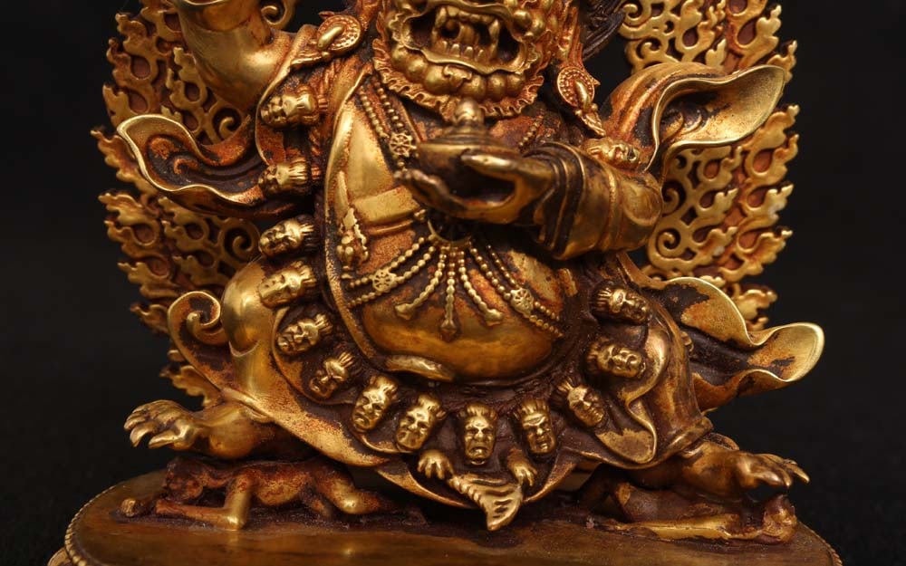Vintage Gilt Gold Bronze Buddha Statue - 7