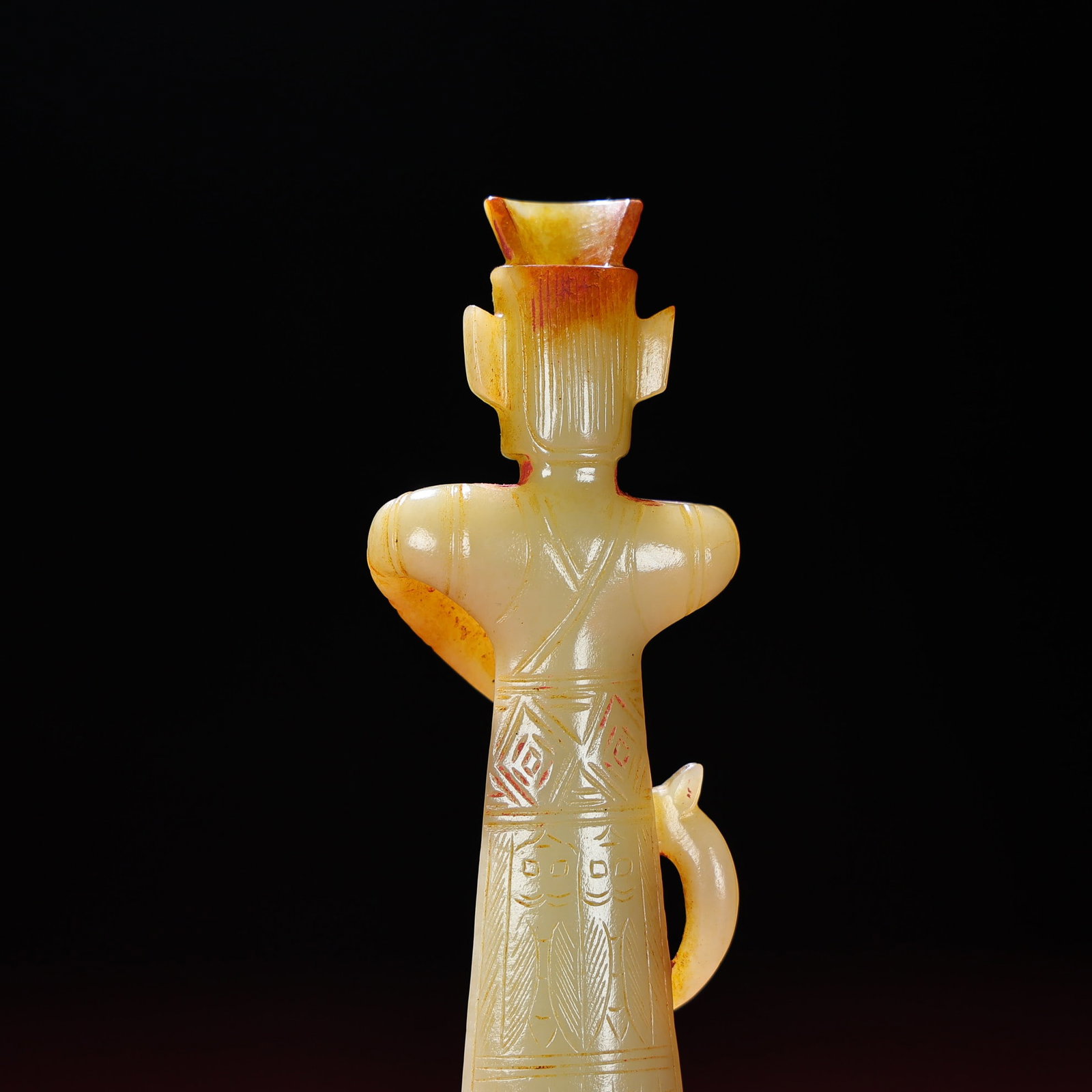 Old Hetian Jade Mythological Figure Statue - 2