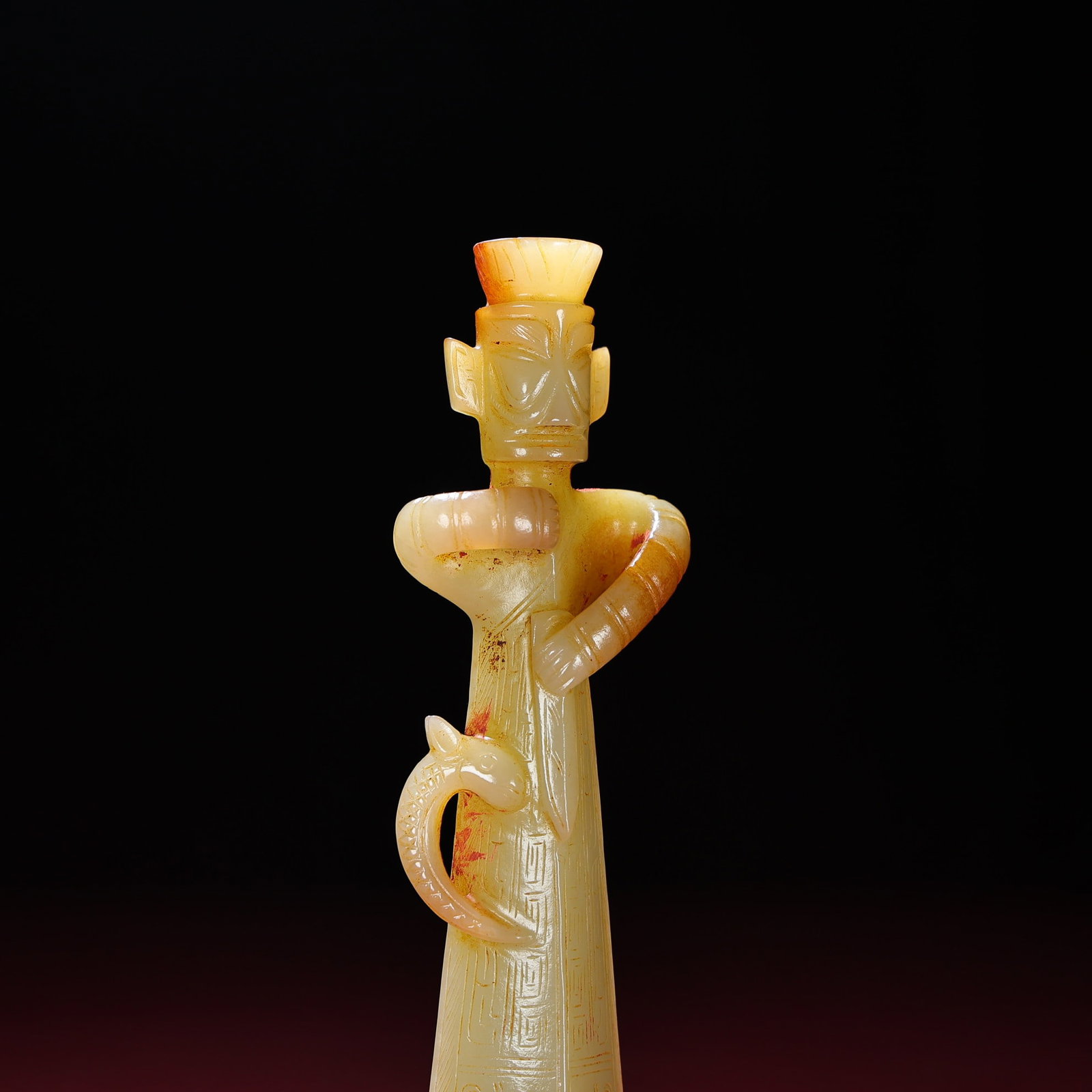Old Hetian Jade Mythological Figure Statue - 3