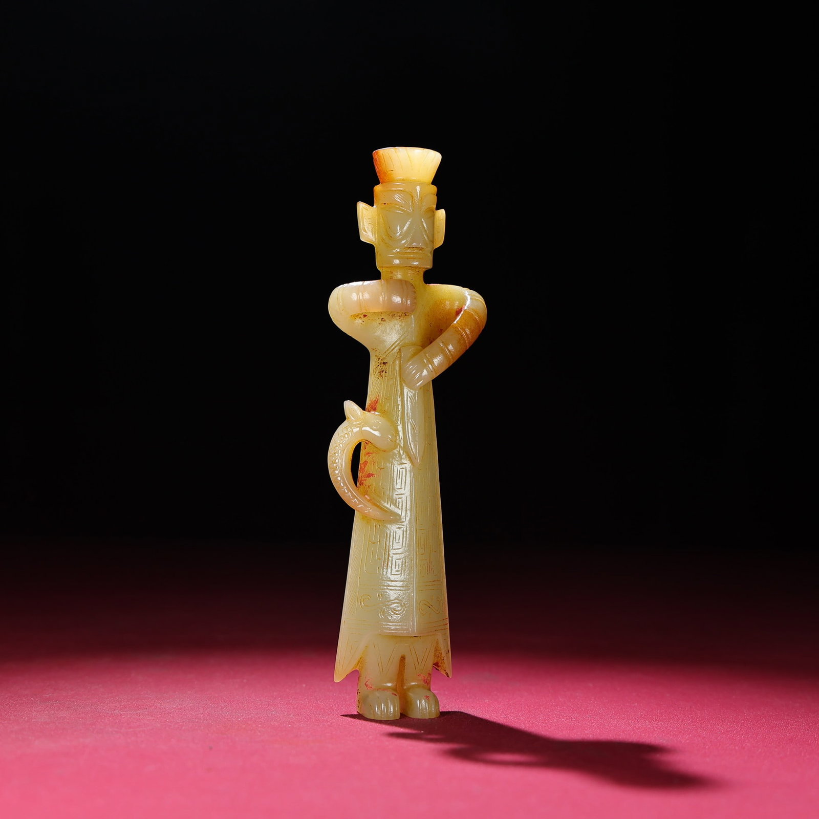 Old Hetian Jade Mythological Figure Statue - 4