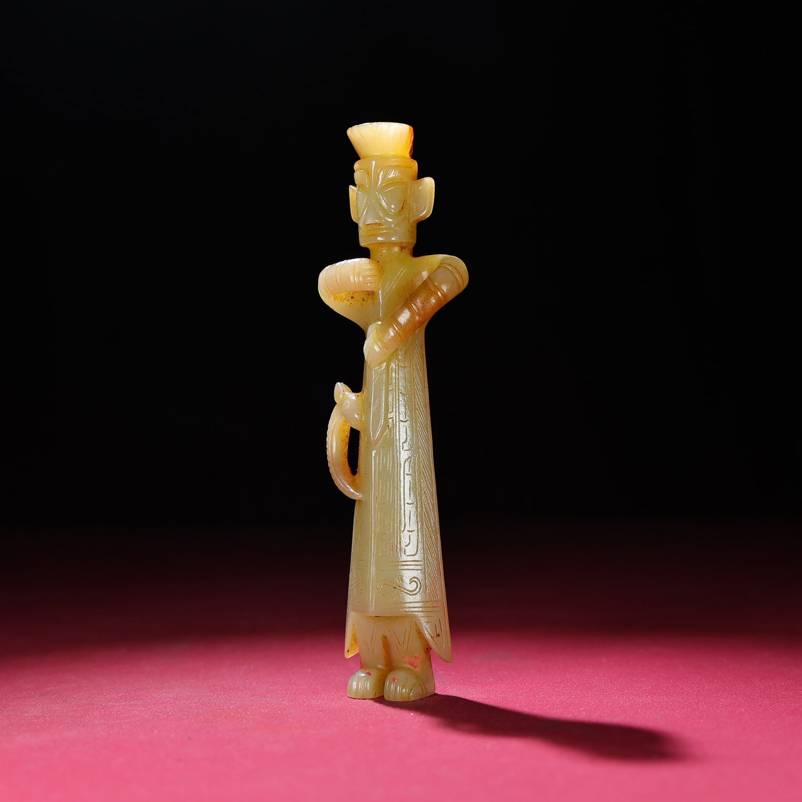 Old Hetian Jade Mythological Figure Statue - 7