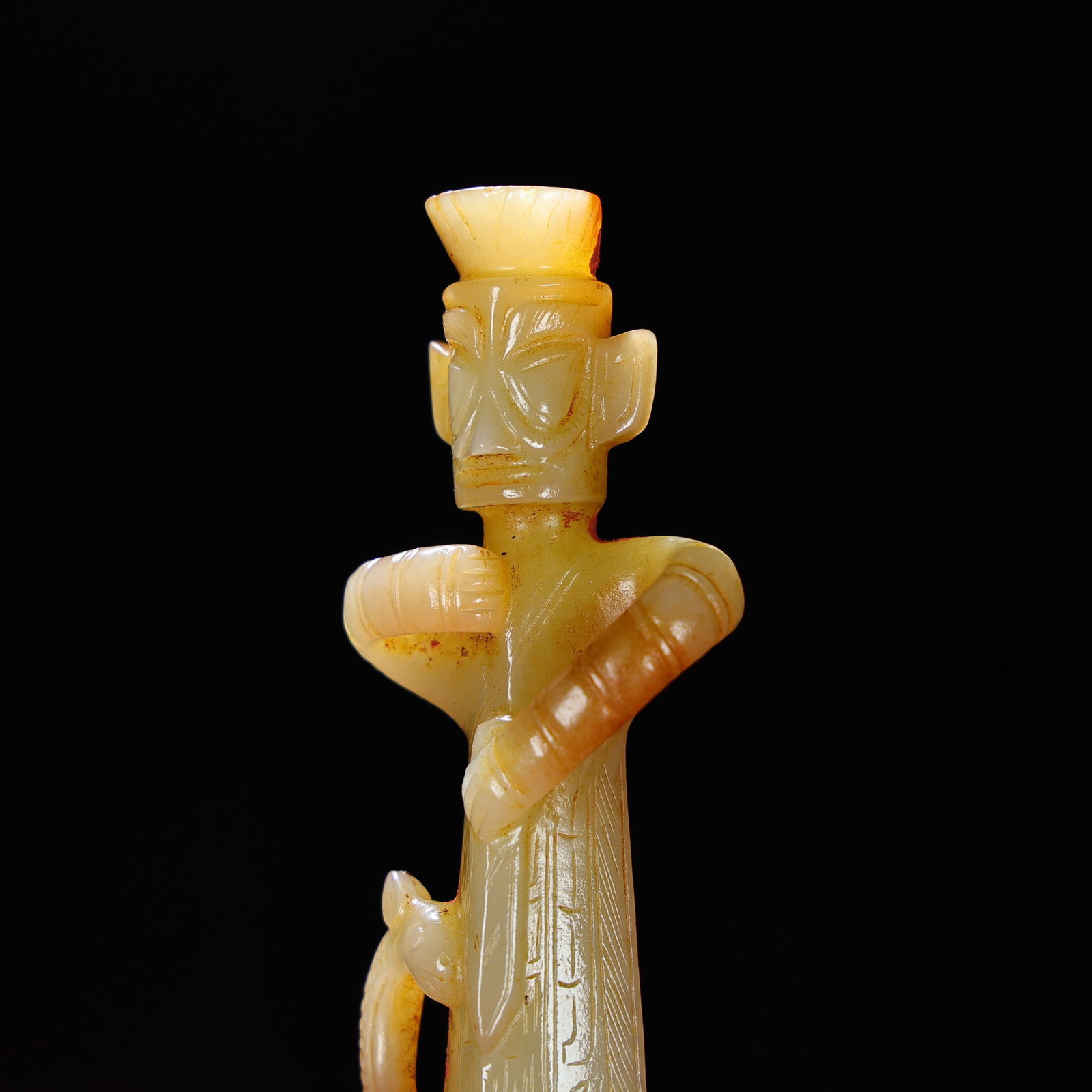 Old Hetian Jade Mythological Figure Statue - 9