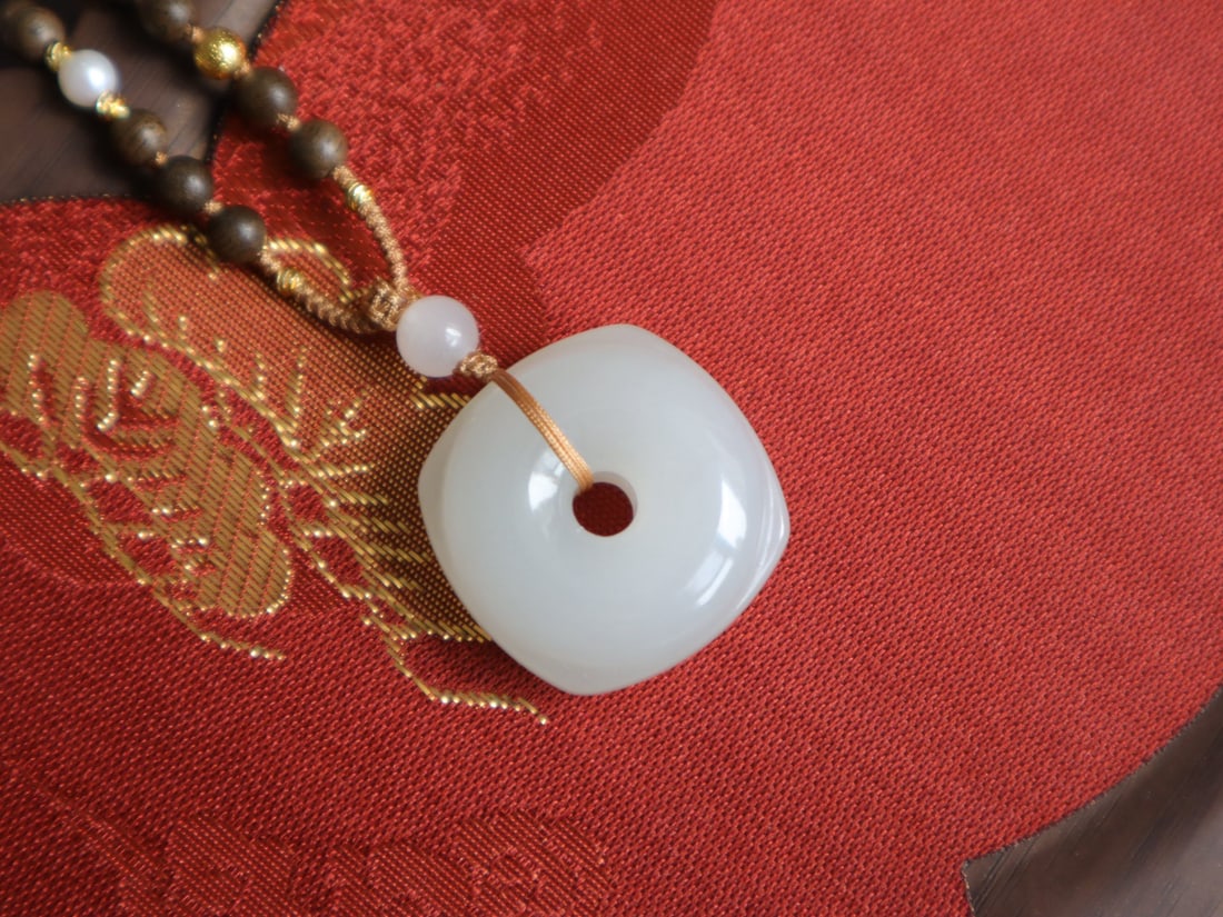 Natural Hetian Jade Lucky Pendant - 3