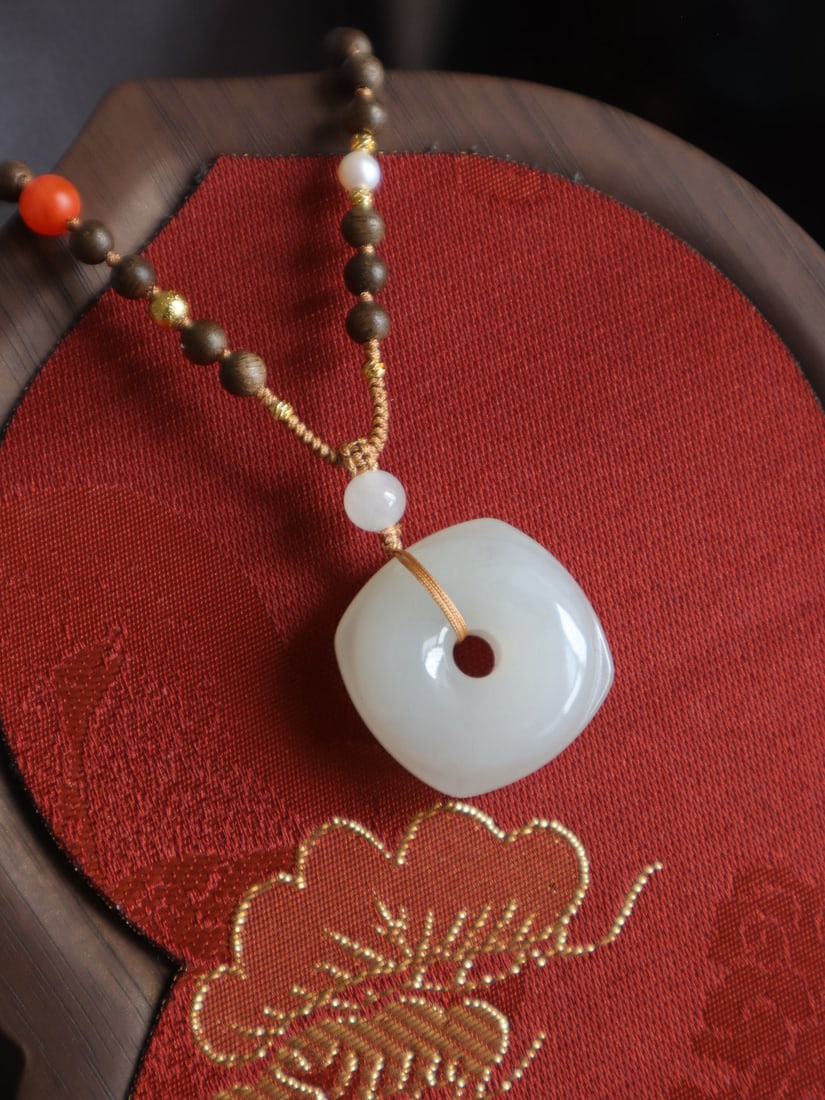 Natural Hetian Jade Lucky Pendant - 5