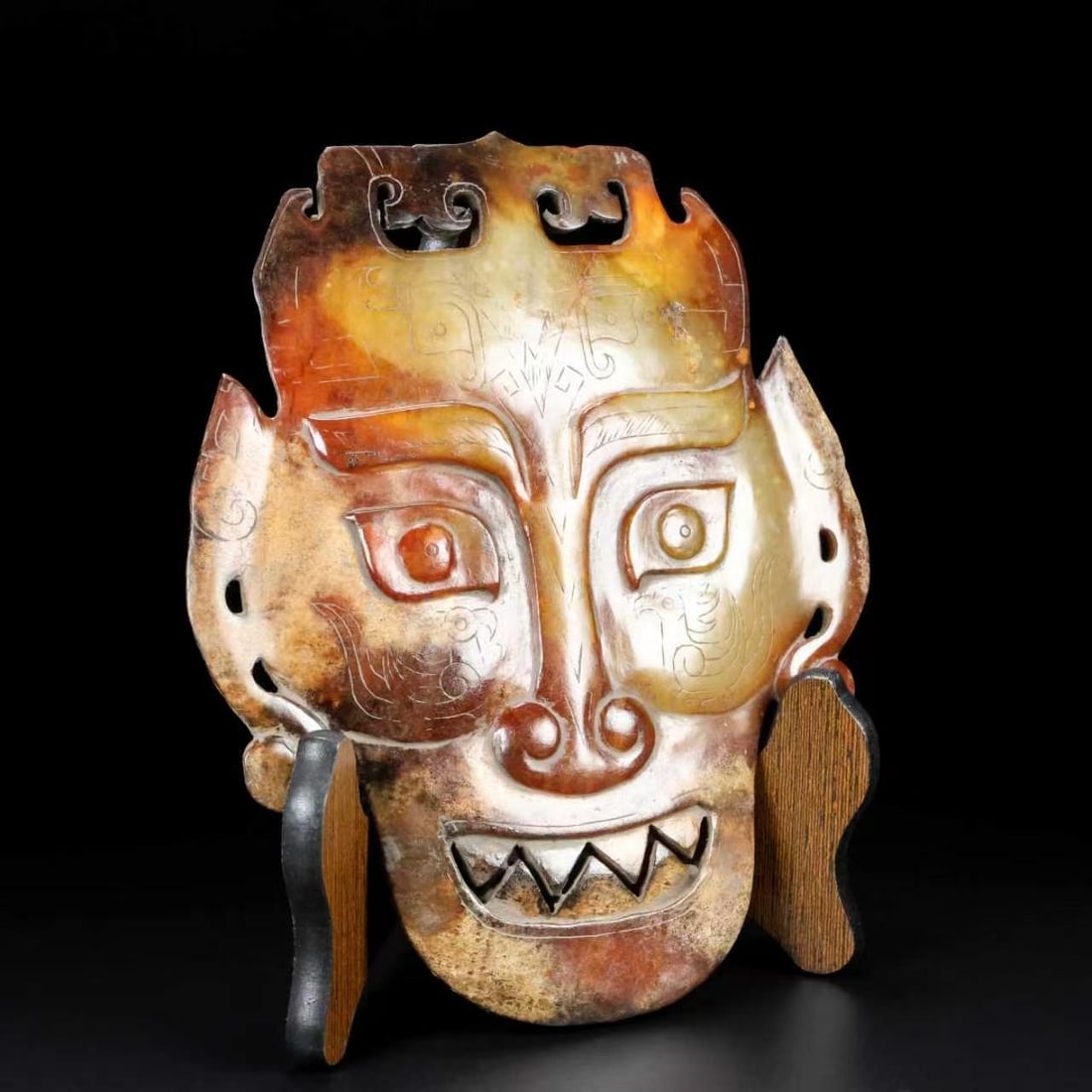 Vintage Hetian Jade Face Mask Statue - 5
