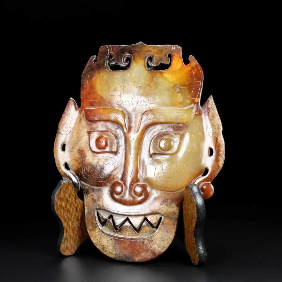 Vintage Hetian Jade Face Mask Statue - 6