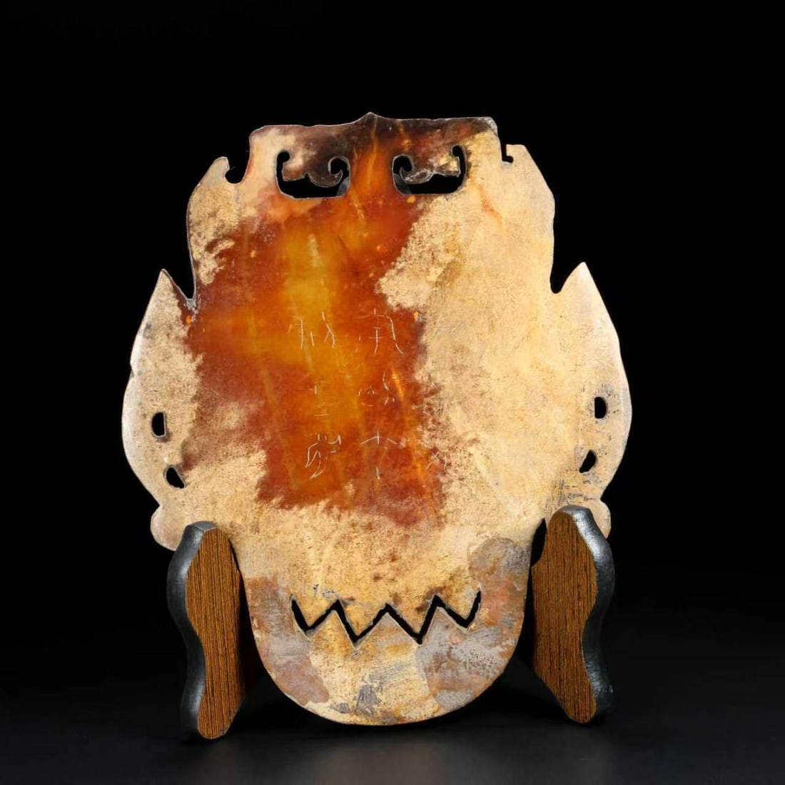 Vintage Hetian Jade Face Mask Statue - 7