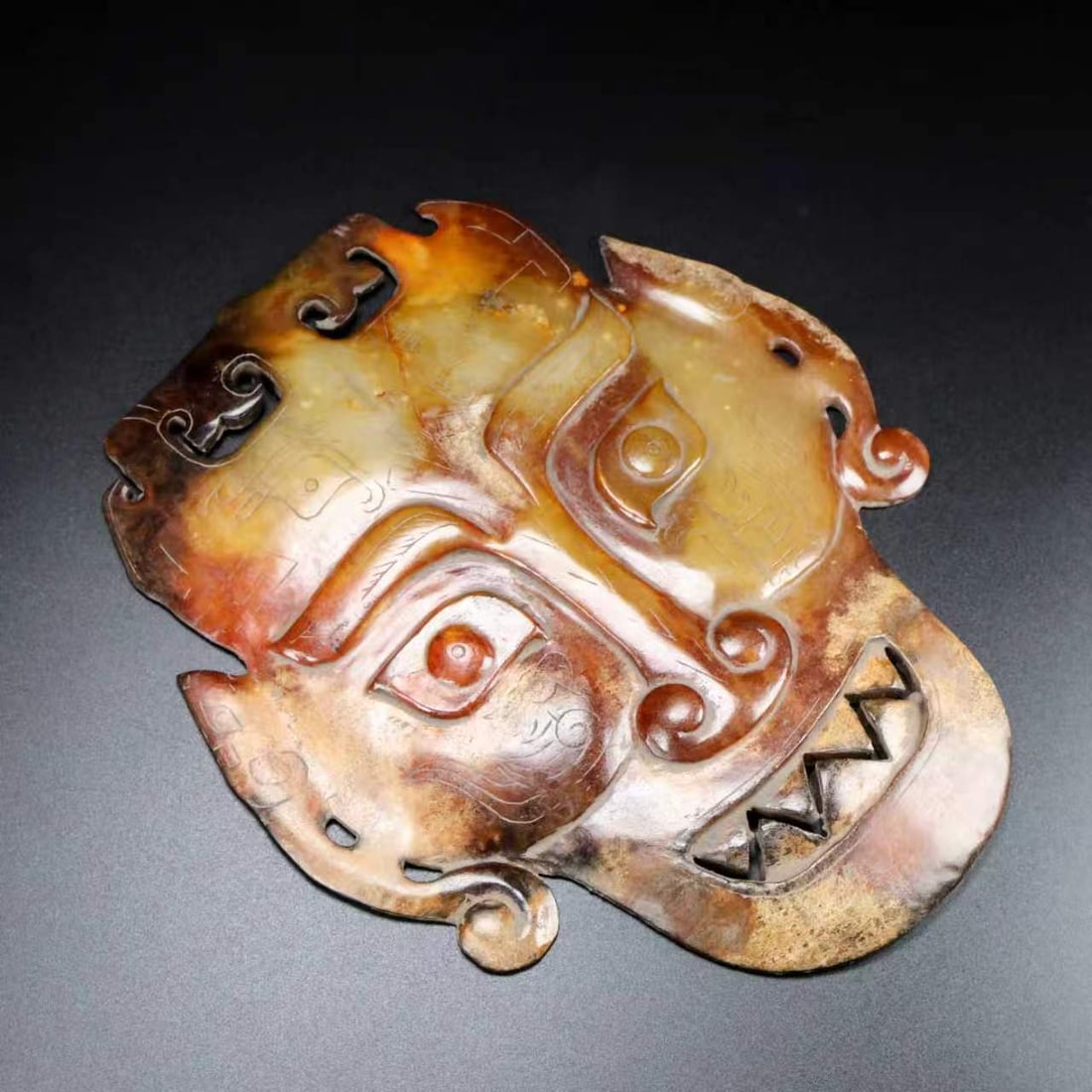 Vintage Hetian Jade Face Mask Statue - 9