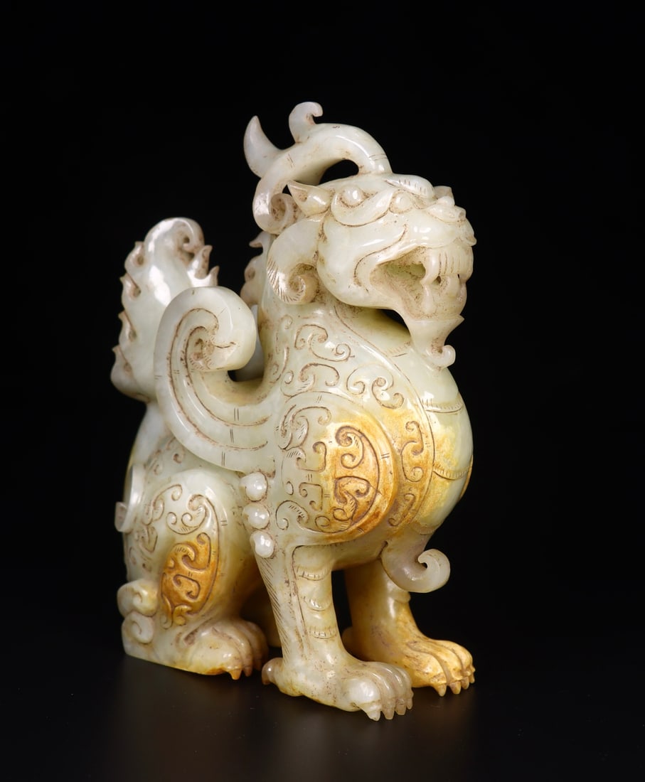 Vintage Hetian Jade Lucky Beast Statue - 6
