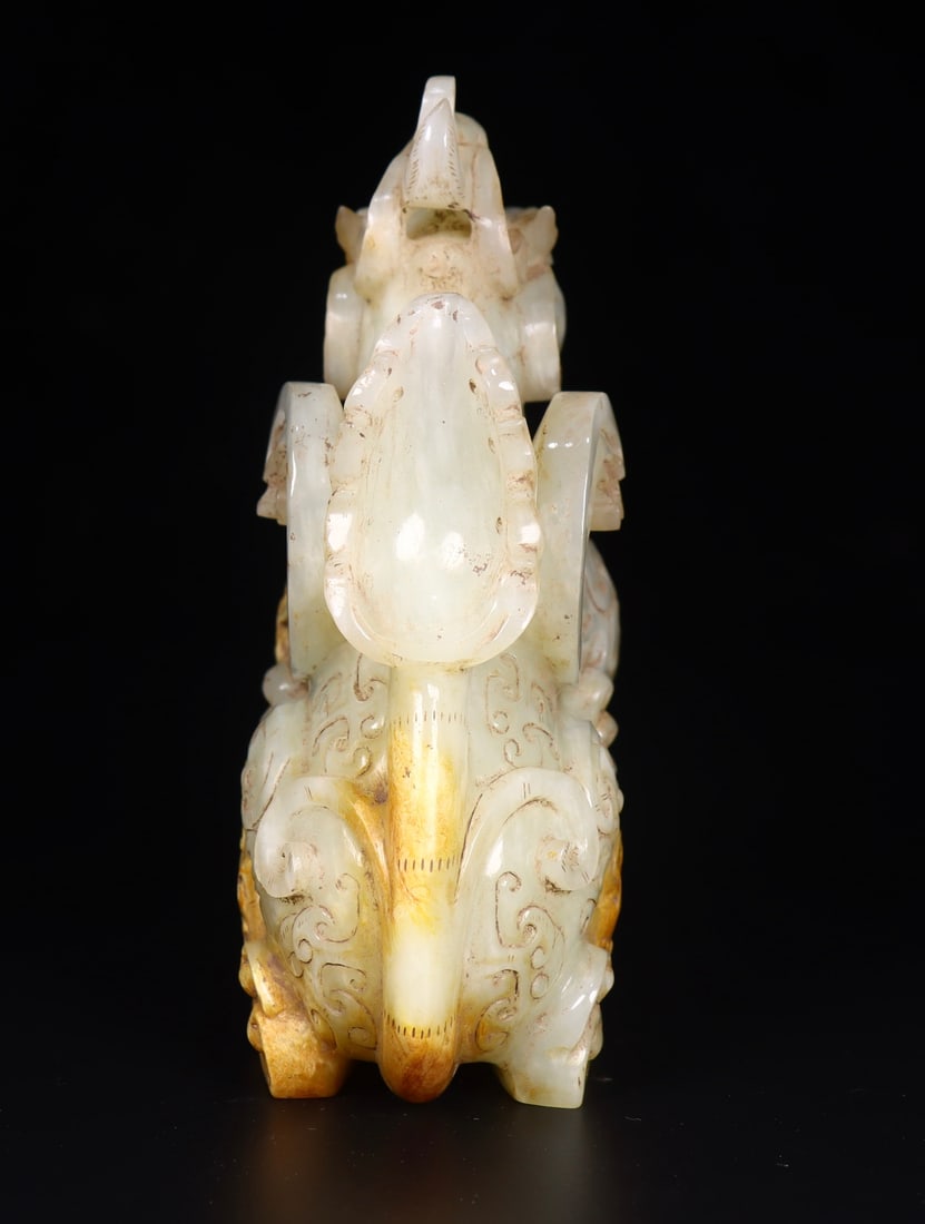 Vintage Hetian Jade Lucky Beast Statue - 7