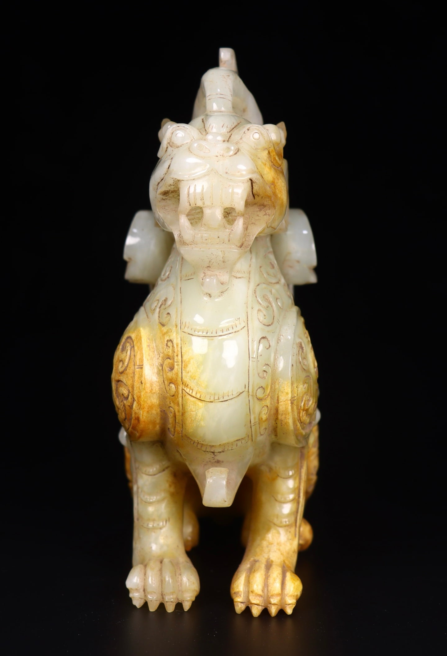 Vintage Hetian Jade Lucky Beast Statue - 8
