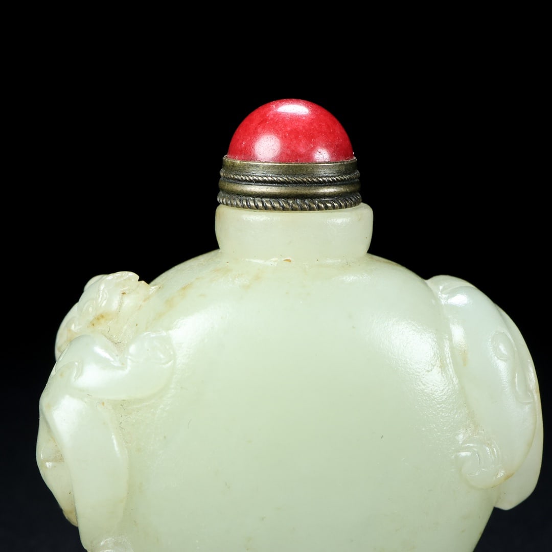 Old Hetian Jade Chi Dragon Snuff Bottle - 7